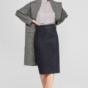 PROLOGUE Vegan Suede Midi Skirt, Black XS NWOT